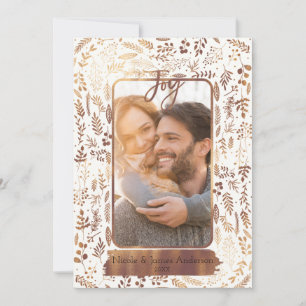 Gold Copper Botanical Modern Glam Holiday Photo Card