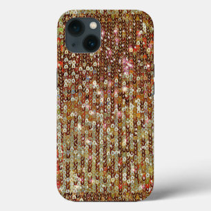 Gold copper sparkle sequin pattern iPhone 13 case
