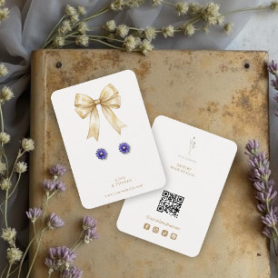 Gold Coquette Bow QR Jewellery Display TMF26 Business Card