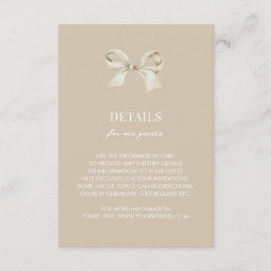Gold Coquette Bow Wedding Details Enclosure Card