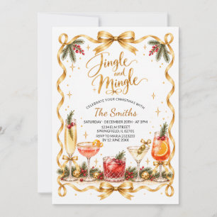 Gold Coquette Jingle and Mingle Christmas Party Invitation