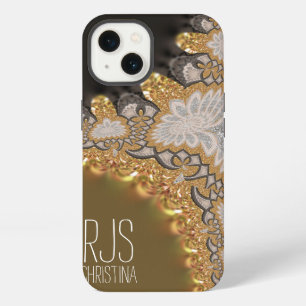 Gold Coral Lace Fractals Monogram iPhone 13 Case