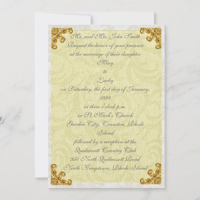 Gold Corner Flourish Invitation (Front)