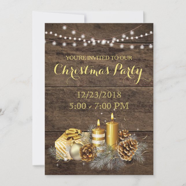 Gold Country Rustic Christmas Party Invitation (Front)