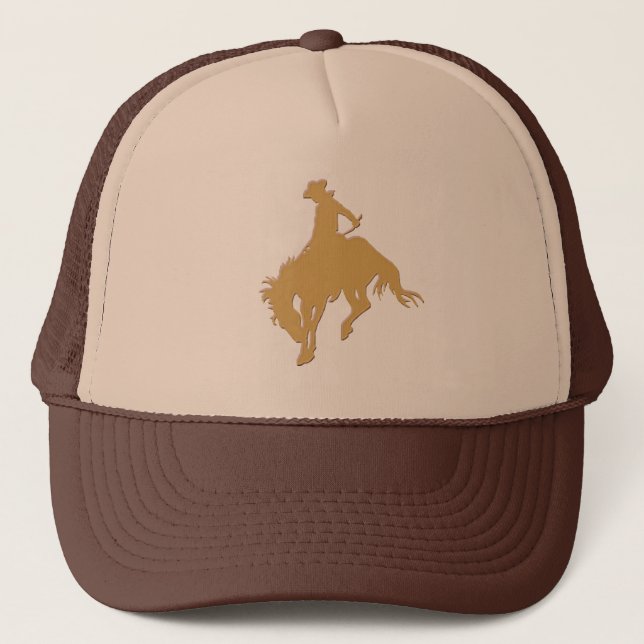 Gold Cowboy Bucking Horse Trucker Hat (Front)