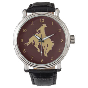 Gold Cowboy Bucking Horse Watch