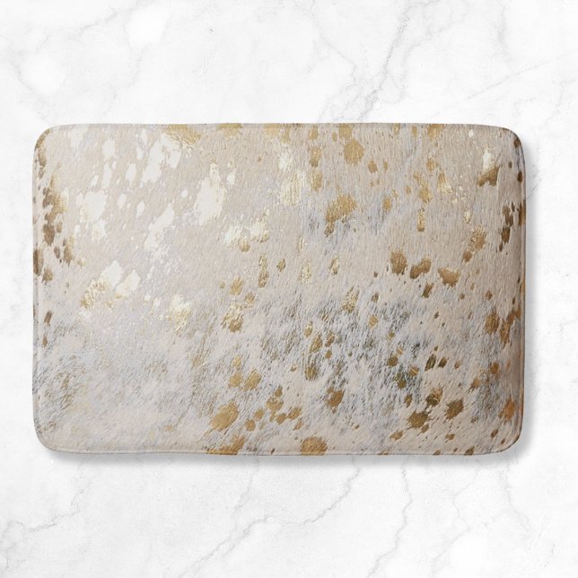 Gold Cowhide Print Metallic Bath Mat (Gold Cowhide Print Metallic Bath Mat
)