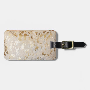 Gold Cowhide Print Metallic Luggage Tag