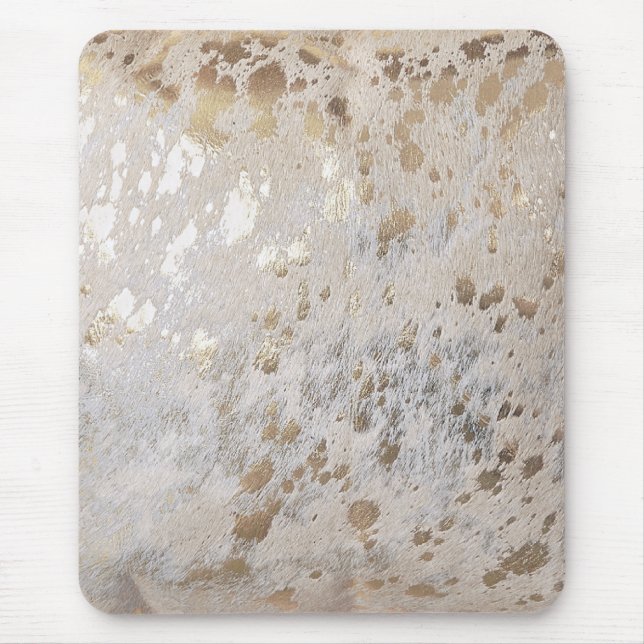 Gold Cowhide Print Metallic Mouse Pad (Front)
