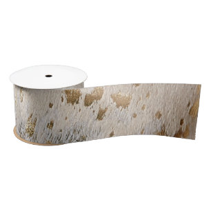 Gold Cowhide Print Metallic Satin Ribbon