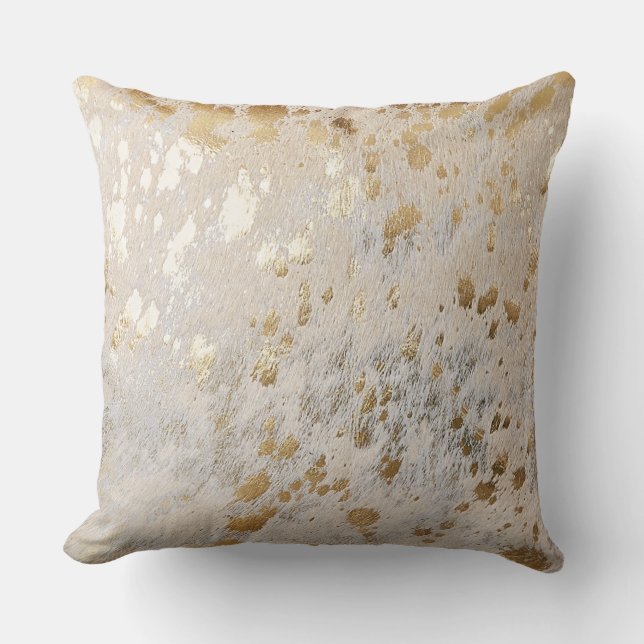Gold Cowhide Print Metallic Scatter Lumbar Cushion (Front)