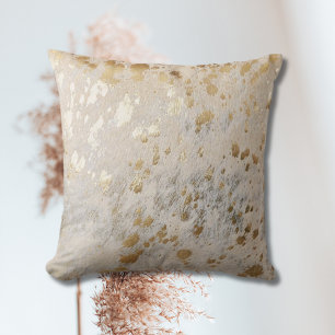 Gold Cowhide Print Metallic Scatter Throw Cushion