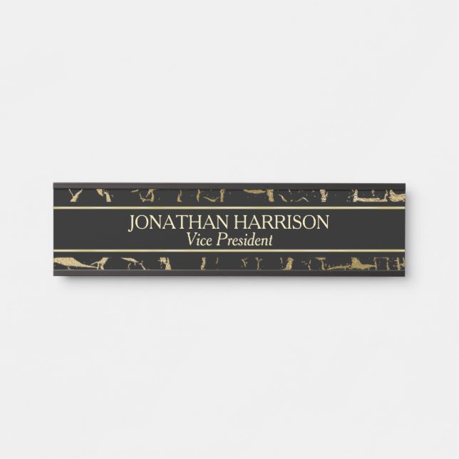 Gold Cracked on Black Professional Name Plate (Front)