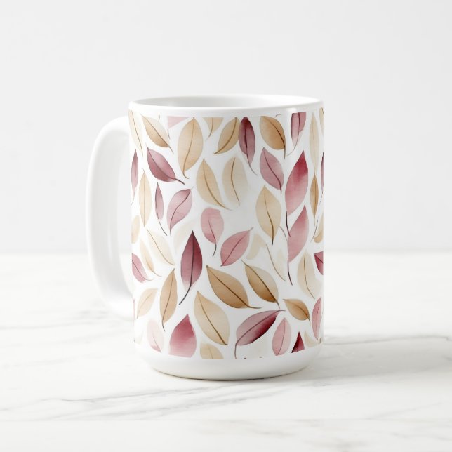 Gold Cream Blush Red Leaves  Coffee Mug (Front Left)