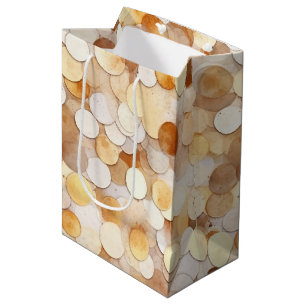 Gold Cream Brown Coin Circles Birthday Medium Gift Bag