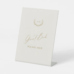 Gold & Cream Cottage Guest Book Table Tent Sign