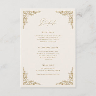 Gold & Cream Details Enclosure Card Wedding Info