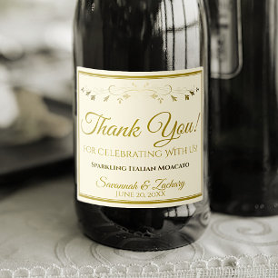 Gold & Cream Elegant Wedding Thank You Sparkling Wine Label