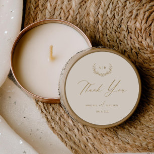 Gold & Cream Favour Sticker Wedding Thank you Tag