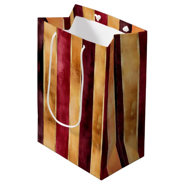 Gold Cream Flower Birthday Medium Gift Bag (Front Angled)