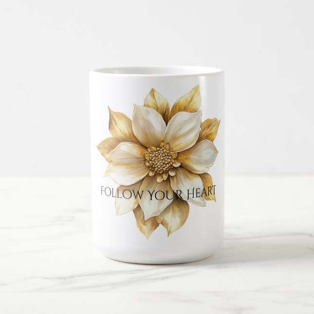Gold Cream Flower Coffee Mug (Center)