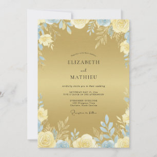 Gold Cream Foliage Eucalyptus Wedding Invitation