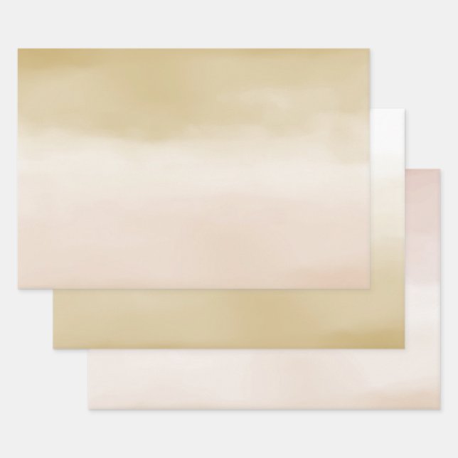 Gold Cream Peach Ombre Life is Beautiful           Wrapping Paper Sheet (Set)