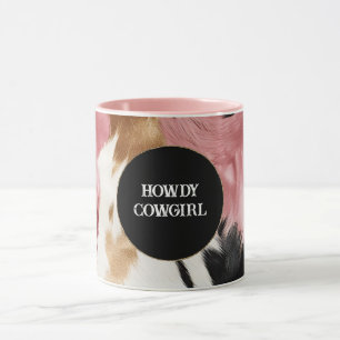 Gold Cream Pink Black Cowgirl Cowhide  Mug