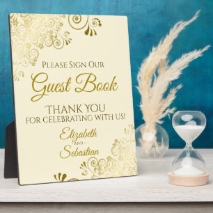 Gold & Cream Please Sign Our Guest Book Wedding Plaque