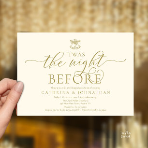 Gold Cream 'Twas The Night Before Rehearsal Dinner Invitation