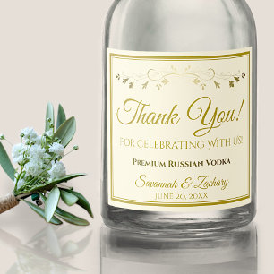 Gold & Cream Wedding Liquor Bottle Label Thank You