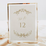 Gold & Cream Wedding Table Number Card Sign<br><div class="desc">Our wedding table number sign features modern lettering and vintage botanical laurels - perfect for helping your guests find their table at your wedding reception or event.</div>