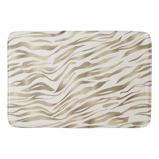 Gold Cream Zebra Print           Bath Mat (Front)