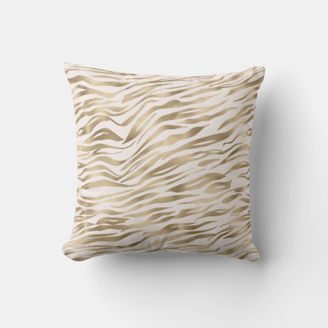 Gold Cream Zebra Print          Cushion (Front)
