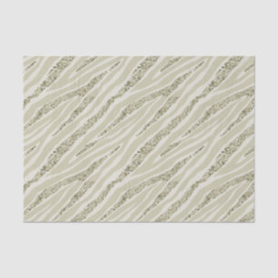 Gold Cream Zebra Print Glitter Tissue Paper