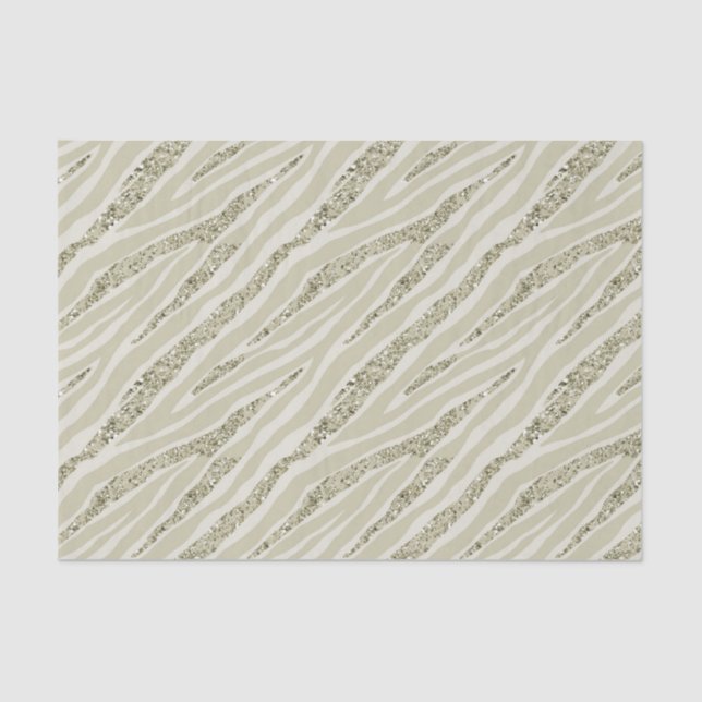 Gold Cream Zebra Print Glitter Tissue Paper (Front)