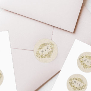 Gold Crest Flourish Wedding Envelope Seals