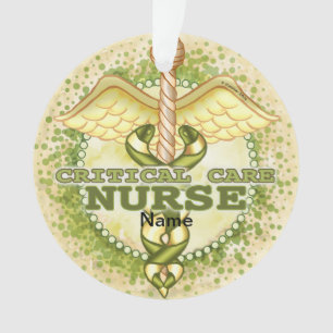 Gold Critical Care Nurse Caduceus Ornament