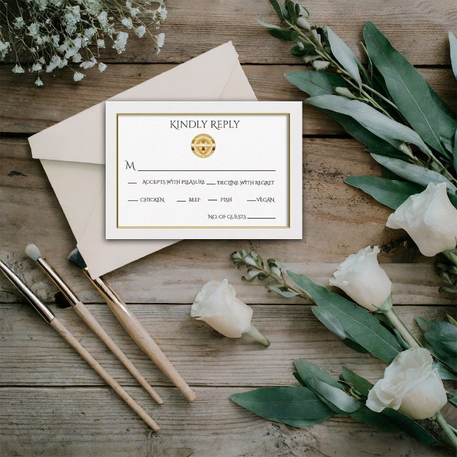 Gold Cross and Chalice Catholic Wedding  RSVP Card (Creator Uploaded)