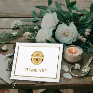 Gold Cross and Chalice Catholic Wedding  Thank You Card