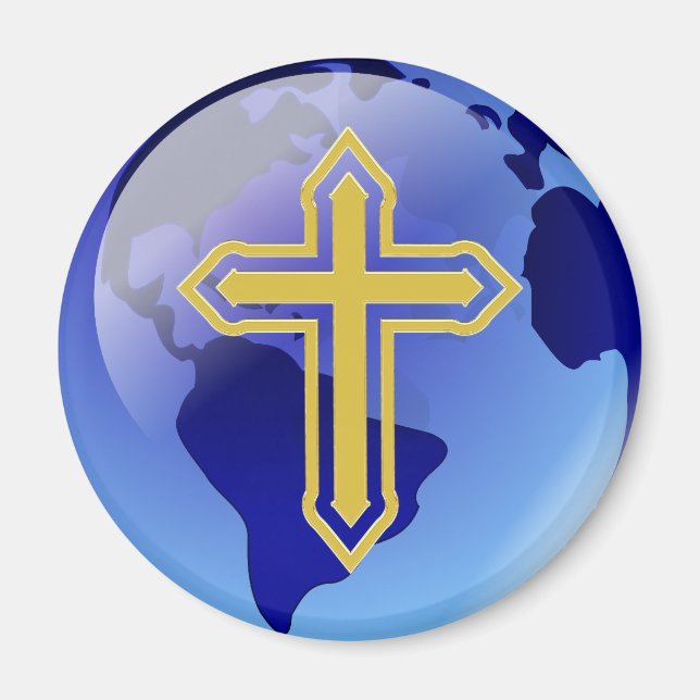 Gold Cross and Earth Magnet (Front)