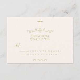 Gold Cross and Laurels RSVP Card