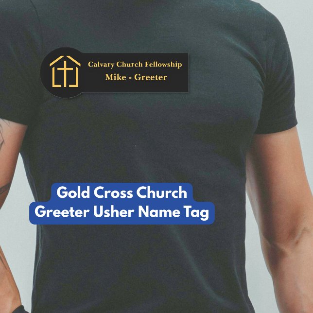 Gold Cross Church Greeter Usher Name Tag (Gold Cross Church Greeter Usher Name Tag)