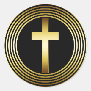GOLD CROSS CLASSIC ROUND STICKER