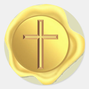 Gold Cross Classic Round Sticker
