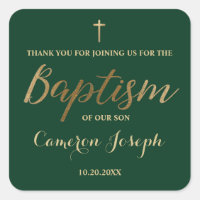 Gold Cross Custom Baby boy Baptism Emerald Green