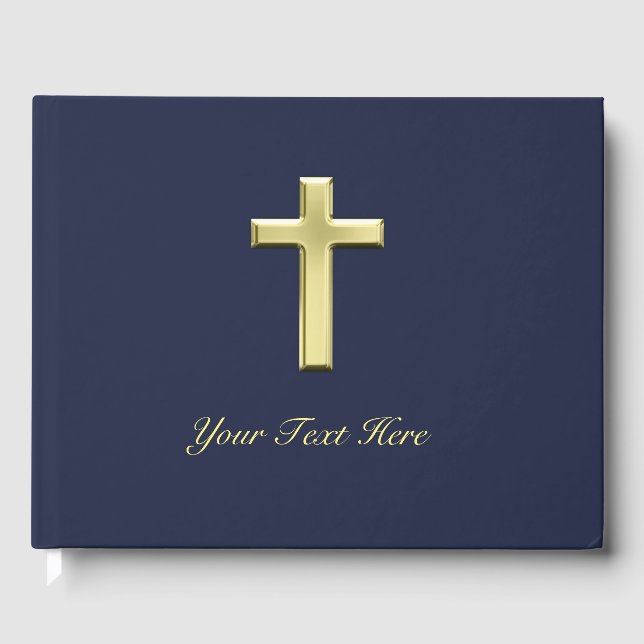 Gold Cross Guest Book (Front)