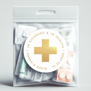 Gold Cross Hangover Kit In Sickness and in Health Classic Round Sticker