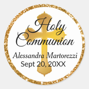 Gold Cross Holy Communion Sticker