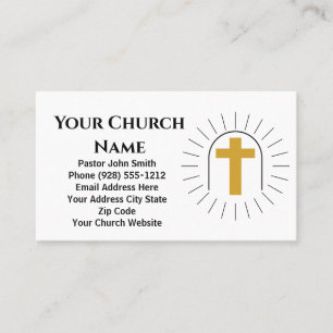 Gold Cross Logo Church Pastor Business Card